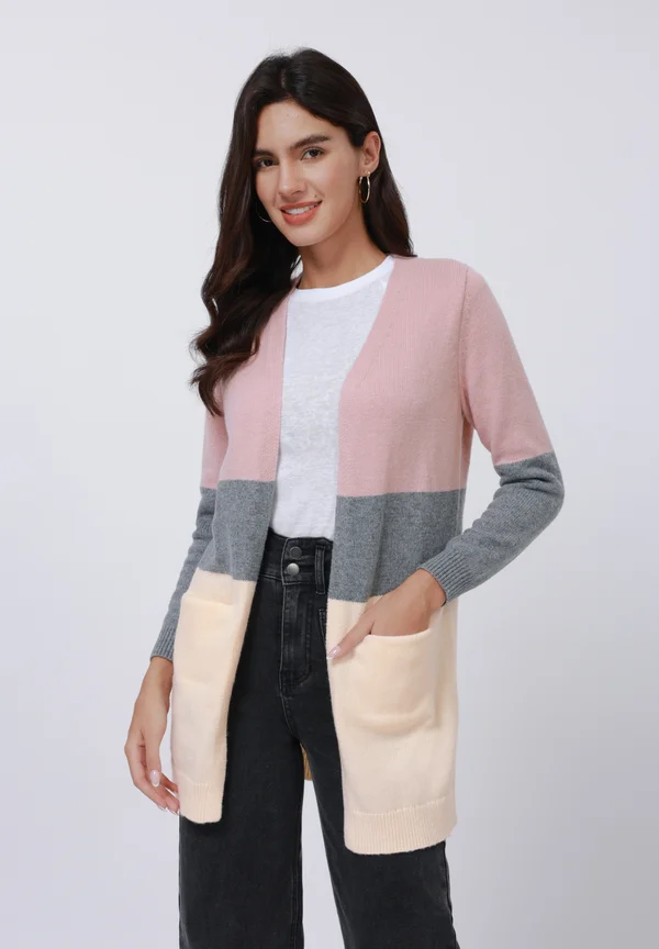 Strickjacke - purple/grey/ercu