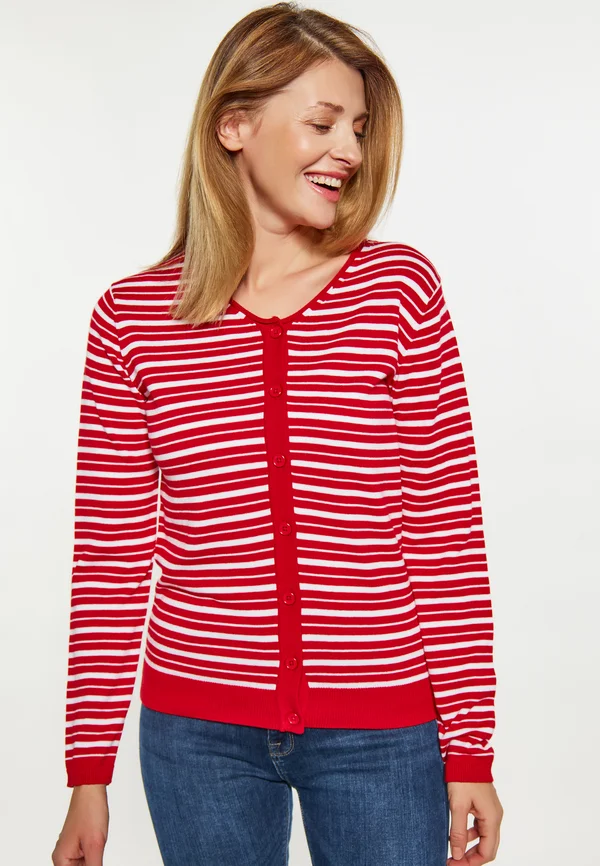Strickjacke - rot weiss