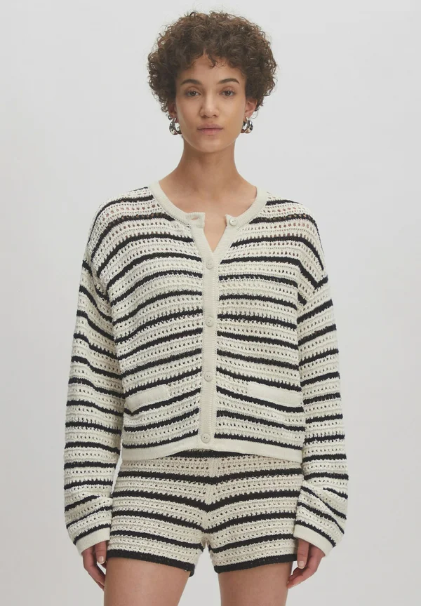 Strickjacke - schwarz beige