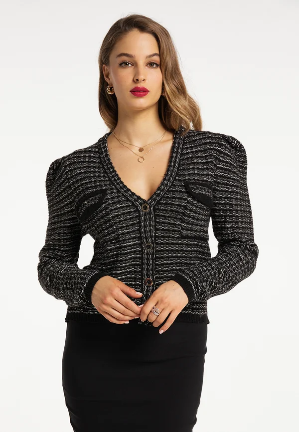 Strickjacke - schwarz mehrfarbig