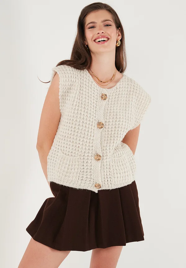 Strickjacke - stone