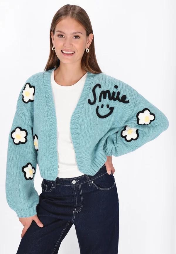 Strickjacke - turquoise