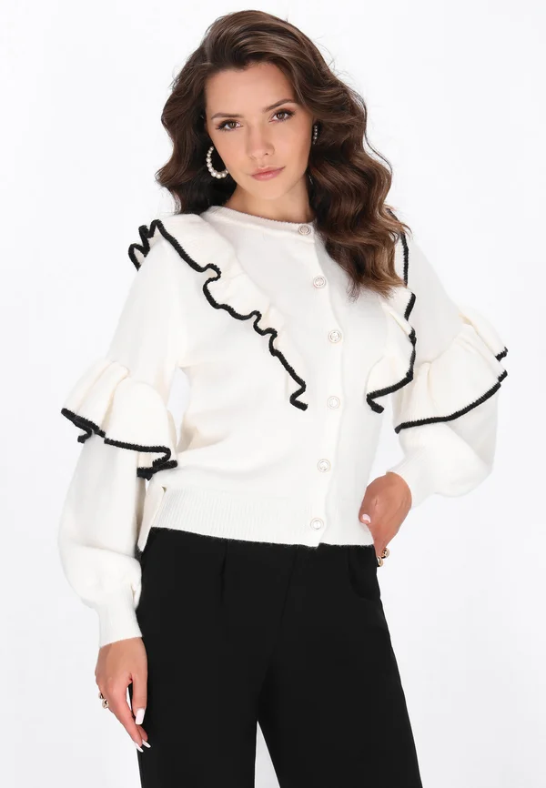 Strickjacke - white black