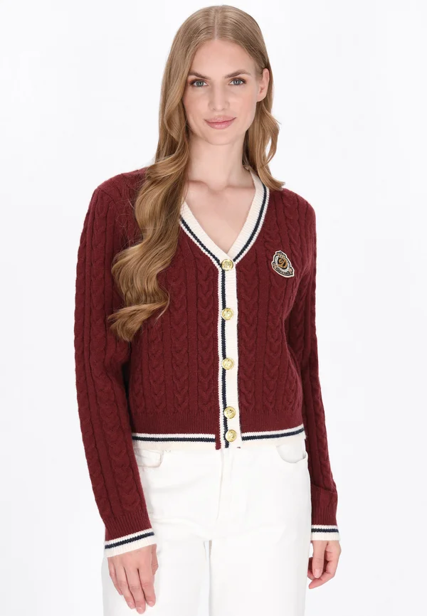 Strickjacke - wine red navy offwhite
