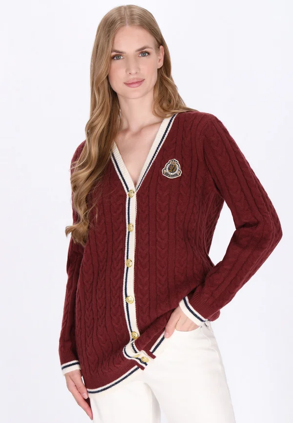 Strickjacke - wine red navy offwhite