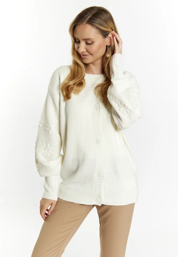 Strickjacke - wollweiss