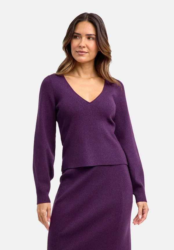 Strickpullover - aubergine