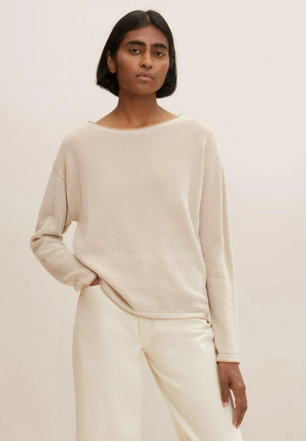 Strickpullover - beige bubble structure