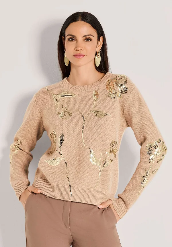 Strickpullover - beige   melange   gold