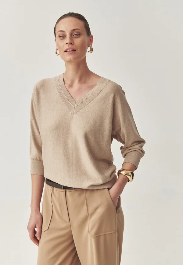 Strickpullover - beige melange