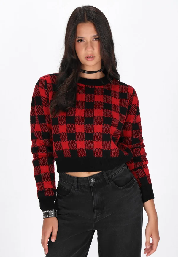 Strickpullover - black dark red