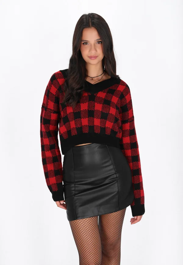 Strickpullover - black dark red