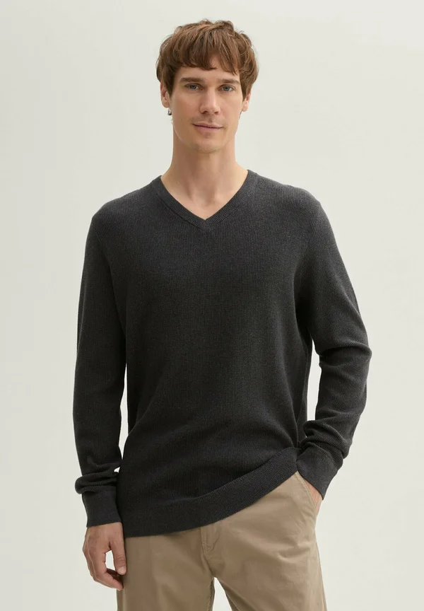 Strickpullover - black grey melange