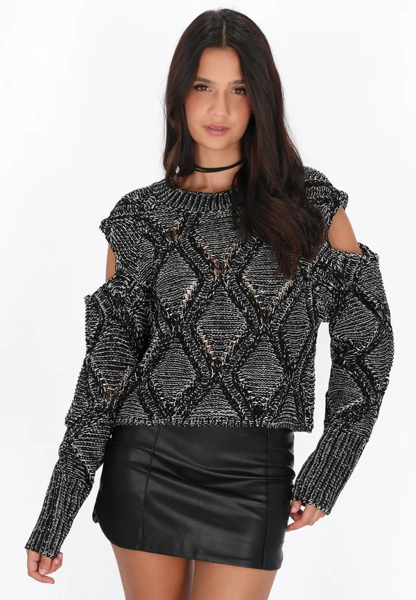 Strickpullover - black offwhite