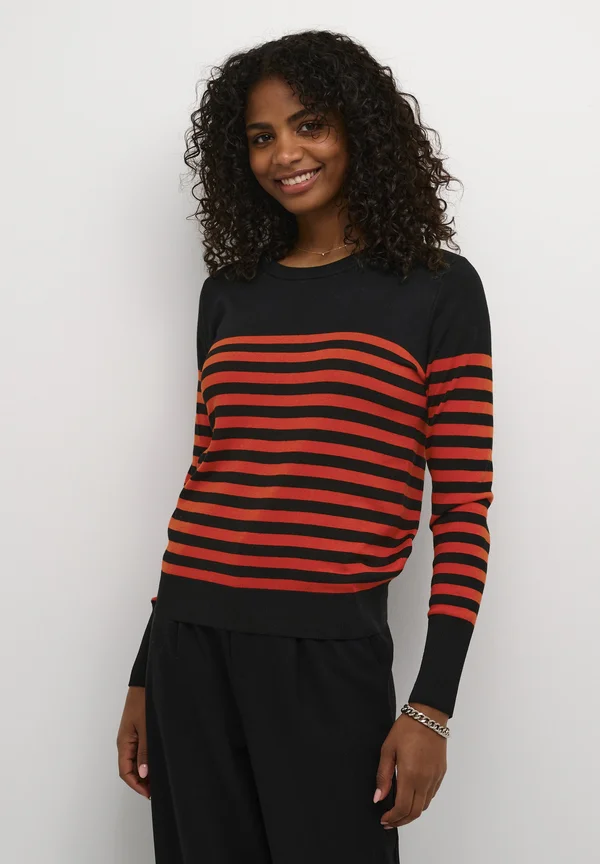 Strickpullover - black   red stripe