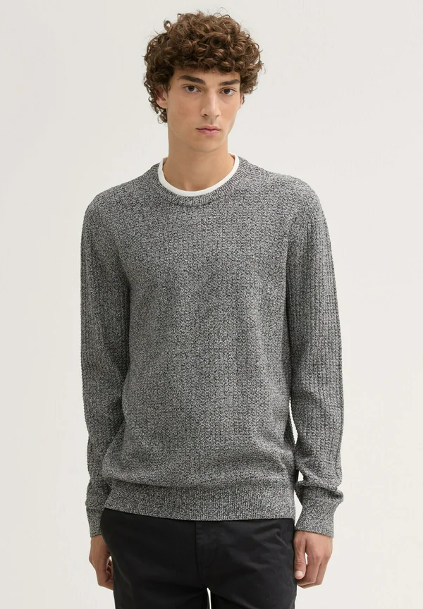 Strickpullover - black white mouline