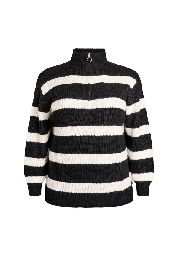 Strickpullover - black white stripe
