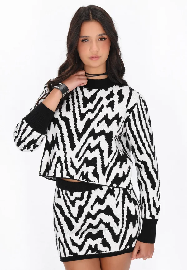 Strickpullover - black white