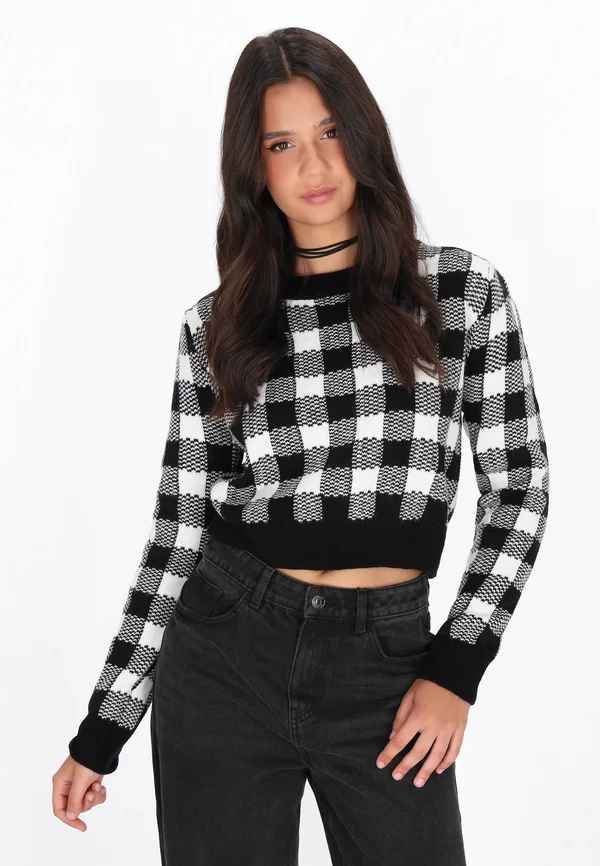 Strickpullover - black white