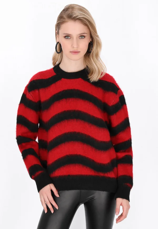 Strickpullover - black/red