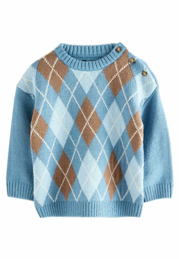 Strickpullover - blue argyle