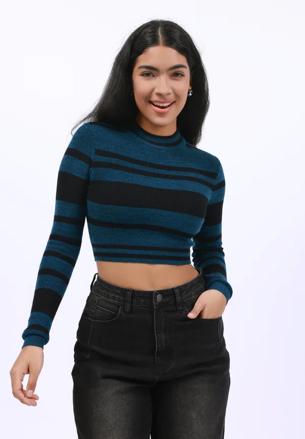 Strickpullover - blue/black