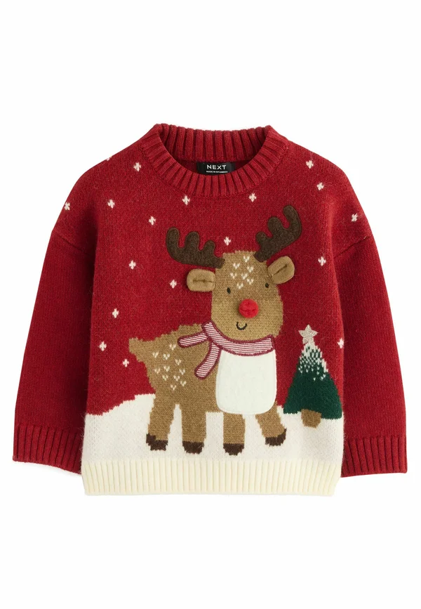Strickpullover - bright red reindeer