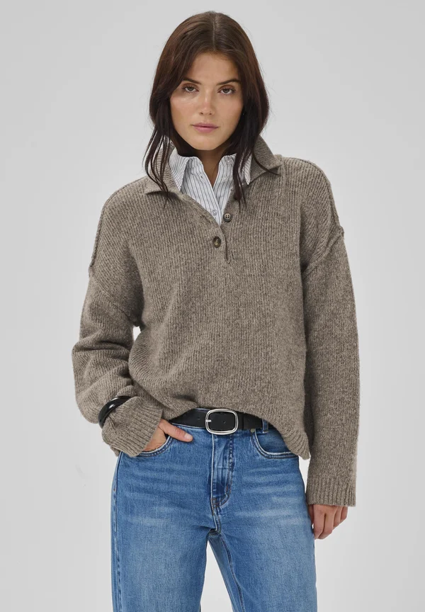 Strickpullover - brown melange