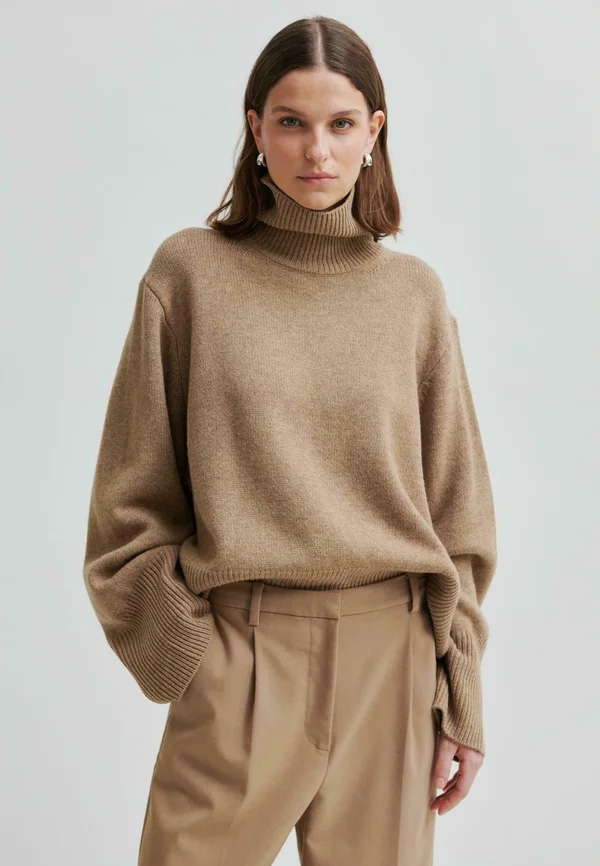 Strickpullover - camel melange