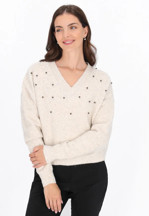 Strickpullover - cream melange