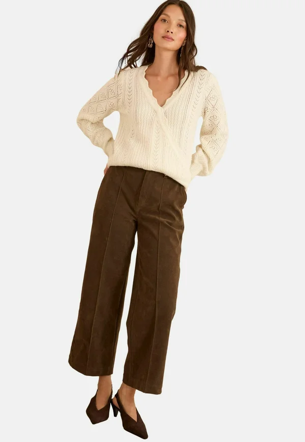 Strickpullover - cream pointelle scallop