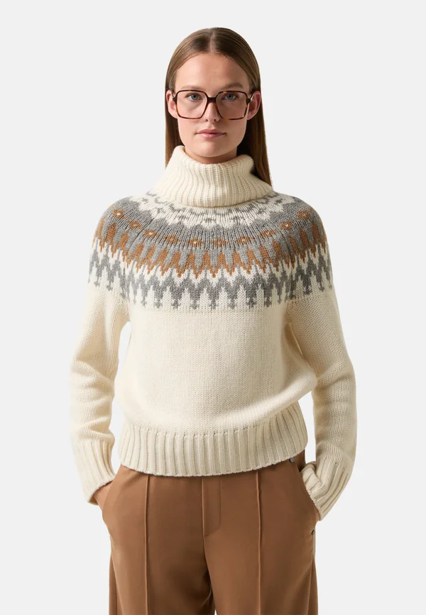 Strickpullover - creme grau hazel