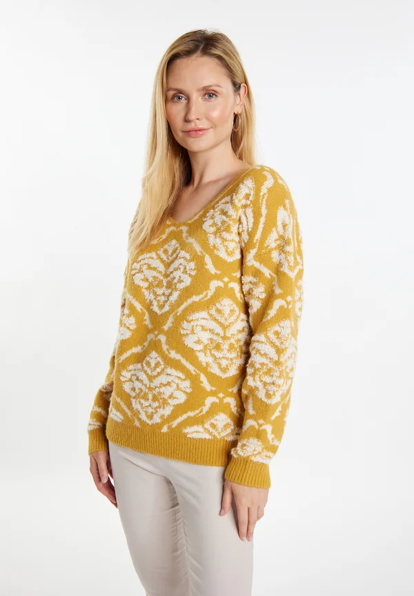 Strickpullover - curry mehrfarbig