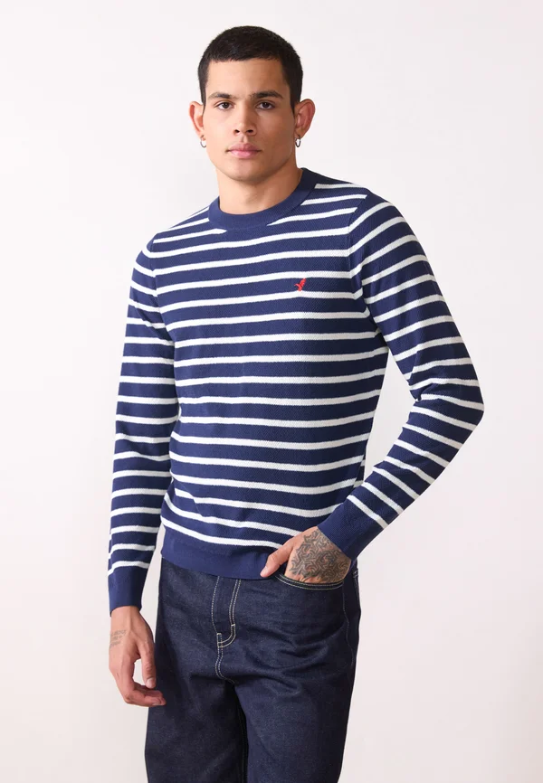 Strickpullover - dark blue/off-white
