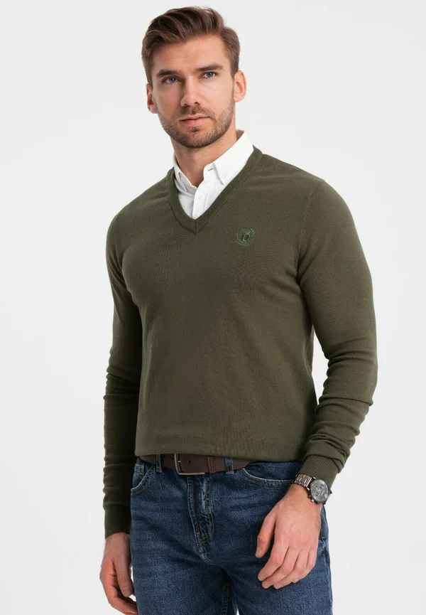 Strickpullover - dark olive