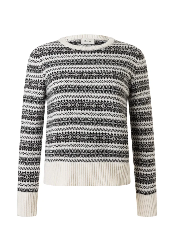 Strickpullover - ecru schwarz