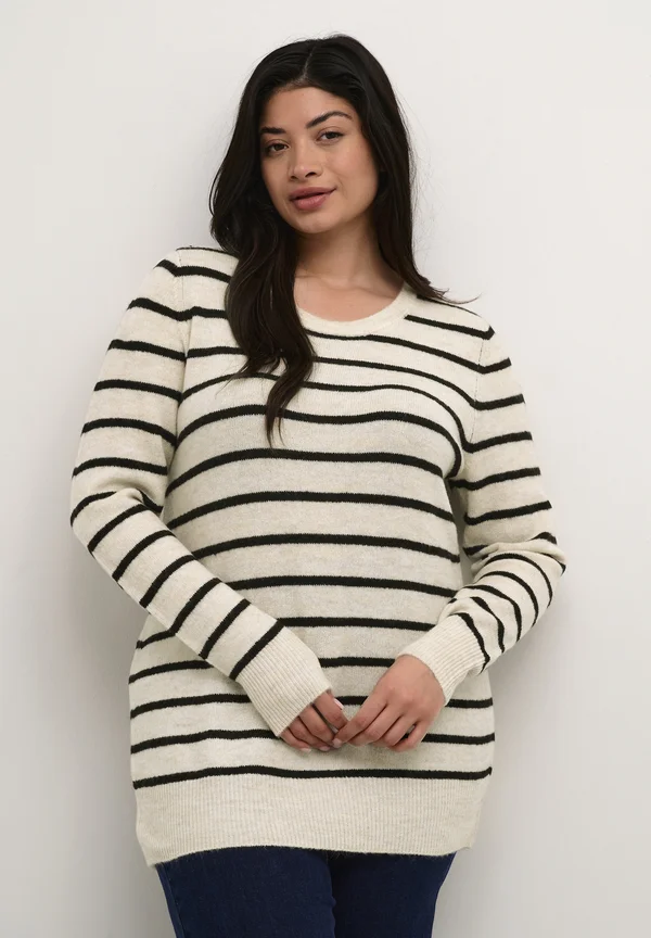 Strickpullover - feather gray mel  black stripe