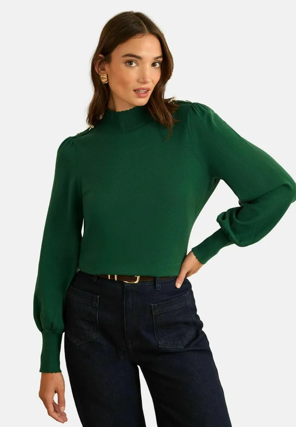 Strickpullover - forest green bow shoulder