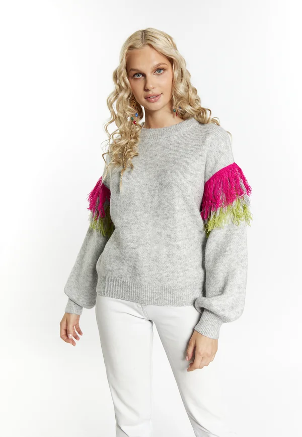 Strickpullover - grau melange
