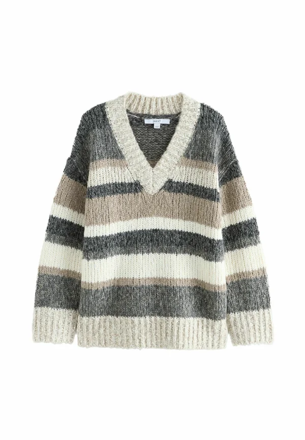 Strickpullover - grey and neutral stripe
