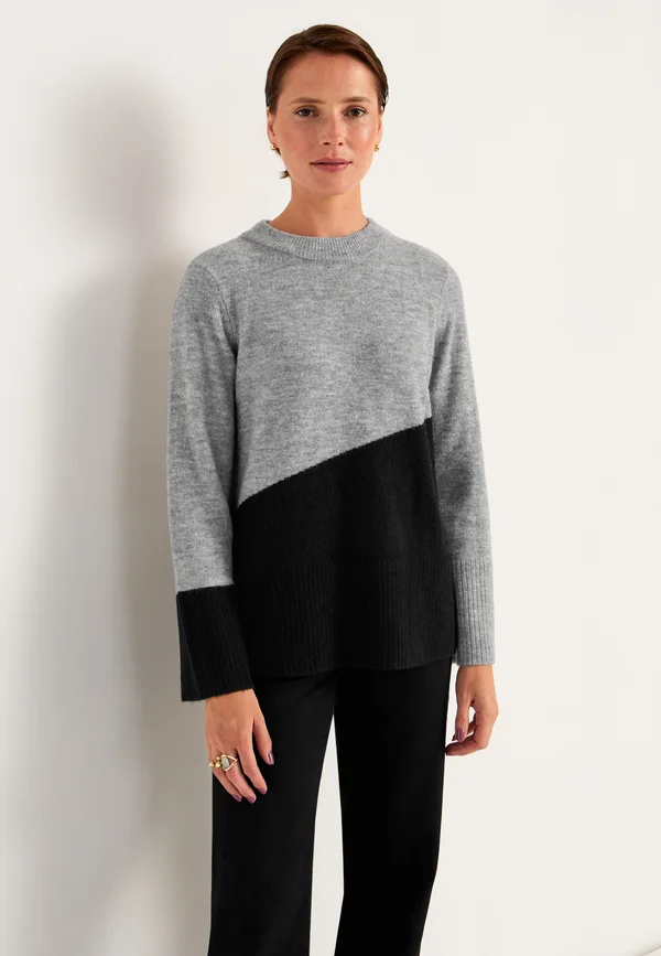 Strickpullover - grey black