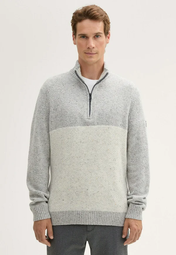 Strickpullover - grey offwhite nep colorblock