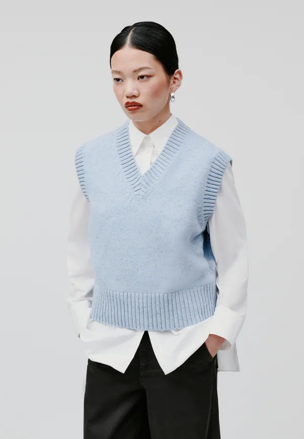 Strickpullover - hellblauer tweed