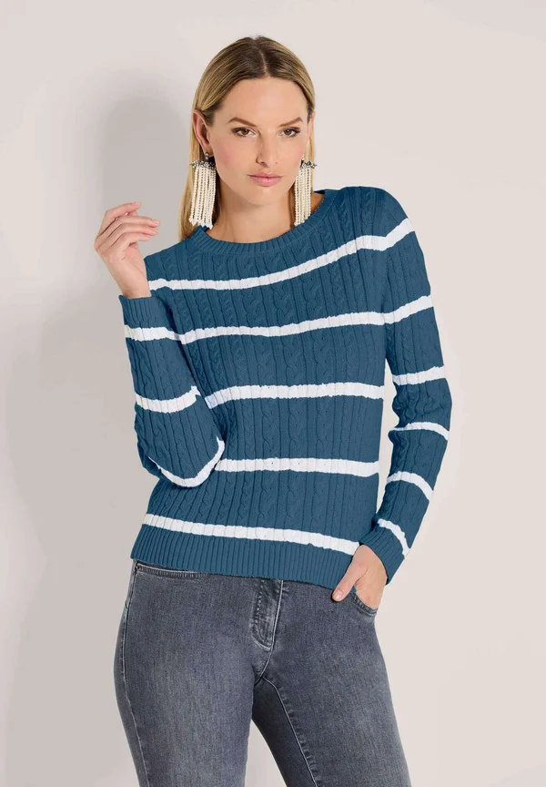 Strickpullover - ink blue   wool white