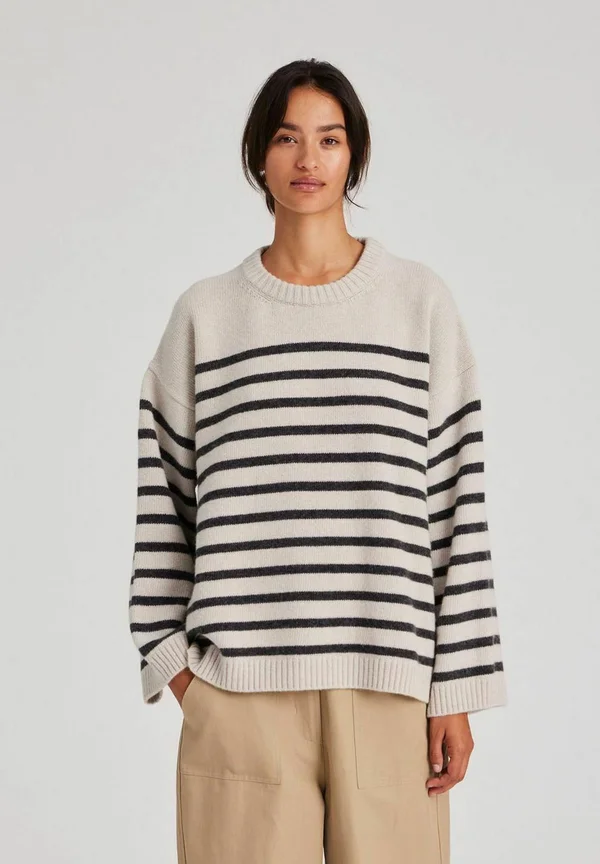 Strickpullover - island fossil dark grey stripe