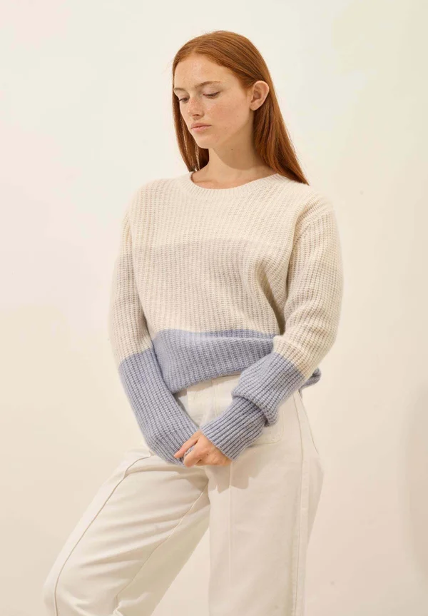 Strickpullover - ivoire/gris perle/chiné bleu/ivoire