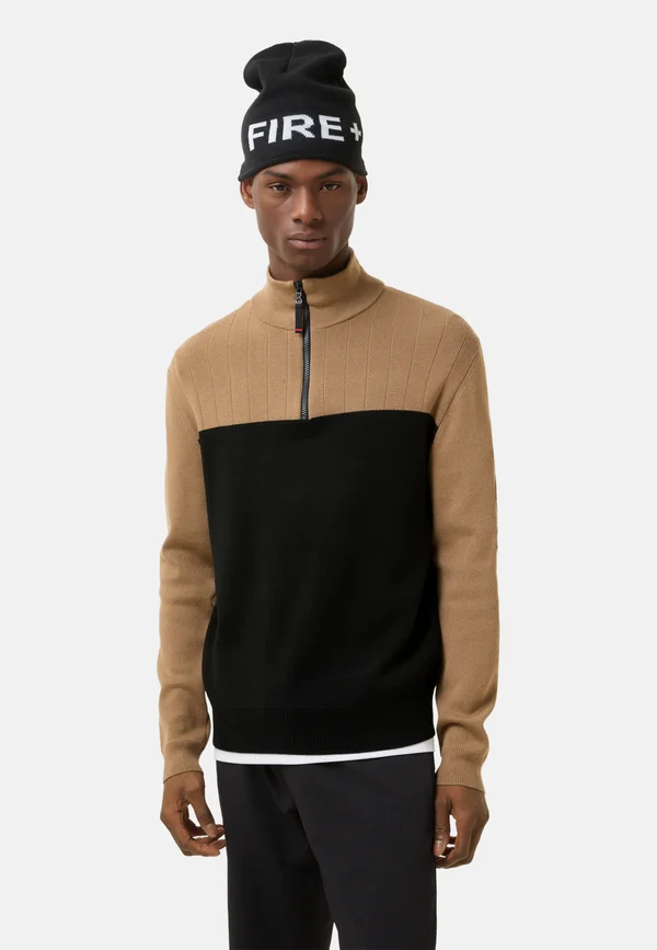 Strickpullover - karamell/schwarz