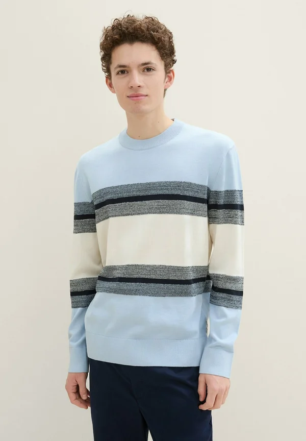 Strickpullover - kentucky blue white colorblock