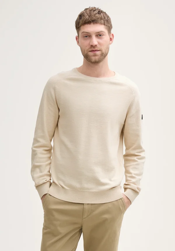 Strickpullover - light cashew tonal finestripe