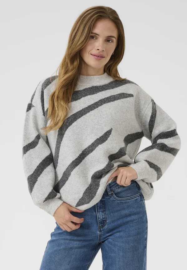 Strickpullover - light g mel/dark grey stripe